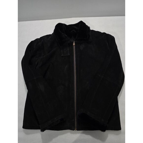 Middlebrook Park Jackets & Blazers - Vintage Middlebrook Park Black Genuine Suede Leather Jacket Faux Fur Trim Medium